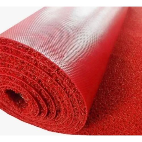 Tapete Capacho de Vinil Emborrachado Antiderrapante Liso 0,60x1,20m Cor:Vermelho