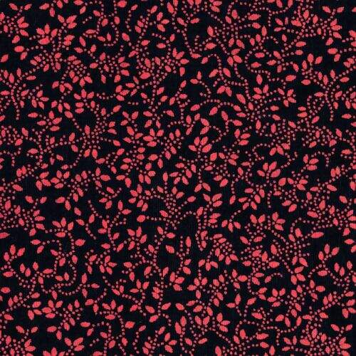 Tecido de Algodão Estampado 0,50 x1,50 mt - Floral Preto e Vermelho