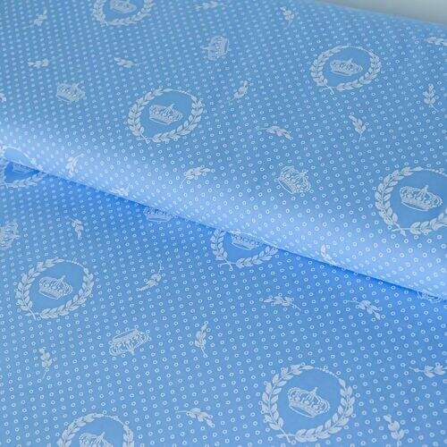 Tecido de Algodão Estampado (Meio Metro) - Coroa Azul