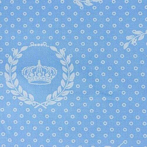 Tecido de Algodão Estampado (Meio Metro) - Coroa Azul