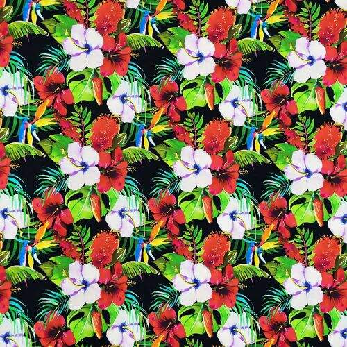 Tecido Estampado Digital 100% Algodão 0,50 x1,50 mt - Floral Hibisco