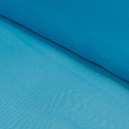 Tecido Organza Cristal Azul Turquesa - 1 Metro