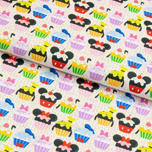 Tecido de Algodão Estampa Digital (Meio Metro) - Coleção Disney Cupcakes