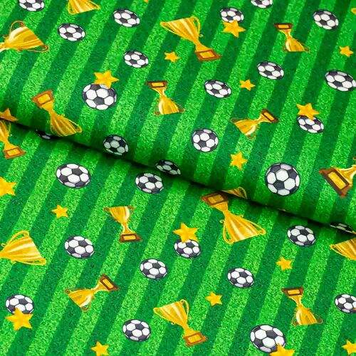 Tecido de Algodão Estampa Digital (Meio Metro) - Copa do Mundo Fundo Verde