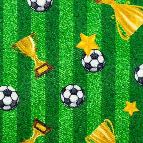 Tecido de Algodão Estampa Digital (Meio Metro) - Copa do Mundo Fundo Verde