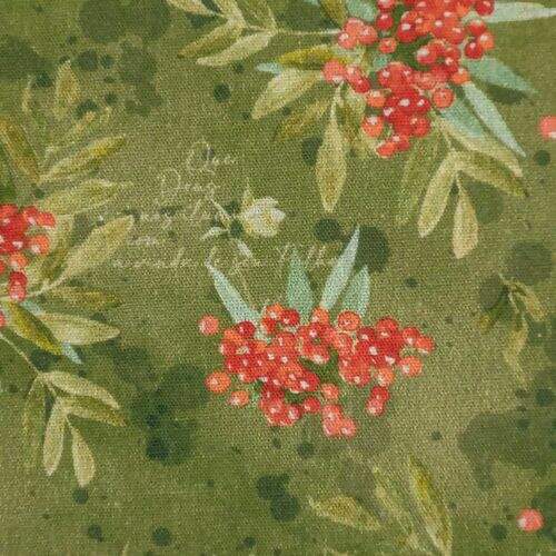 Tecido de Algodão Estampa Digital (Meio Metro) - Natal Folhagem Verde
