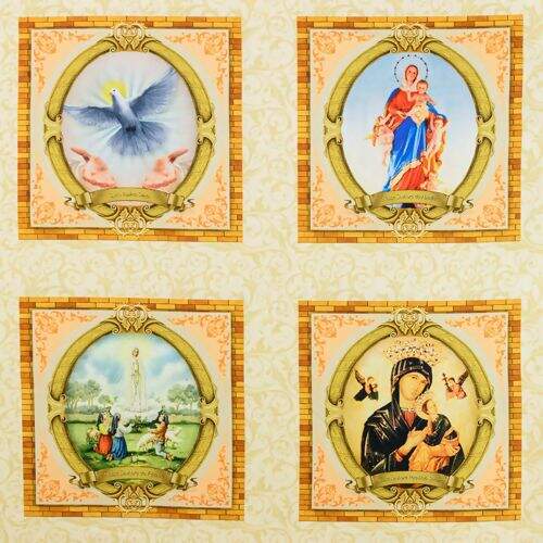 Tecido de Algodão Estampa Digital (75 cm) - Santas Quadros 15x15 cm Ref. 699363