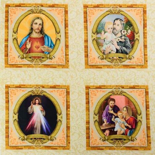 Tecido de Algodão Estampa Digital (72 cm) - Santos Quadros 15x15 cm Ref. 699362