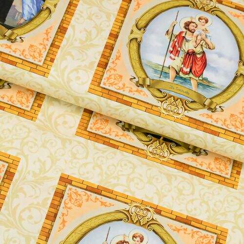 Tecido de Algodão Estampa Digital (72 cm) - Santos Quadros 15x15 cm Ref. 699362