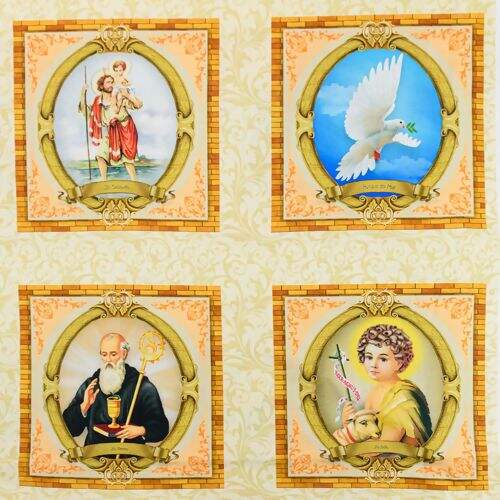 Tecido de Algodão Estampa Digital (72 cm) - Santos Quadros 15x15 cm Ref. 699362