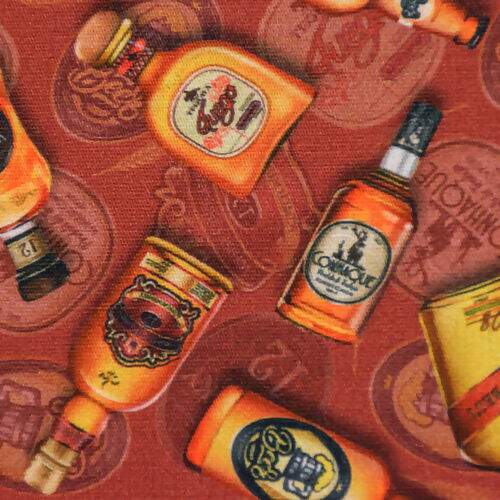 Tecido de Algodão Estampa Digital (Meio Metro) - Whisky Fundo Bordô