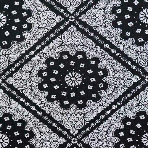 Tecido de Algodão Estampado (Meio Metro) - Bandana Preto/Branco