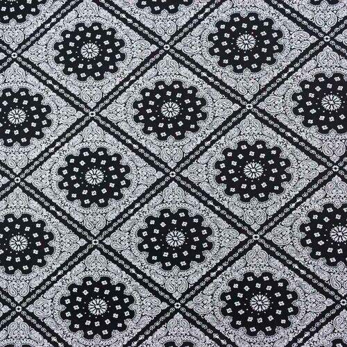 Tecido de Algodão Estampado (Meio Metro) - Bandana Preto/Branco