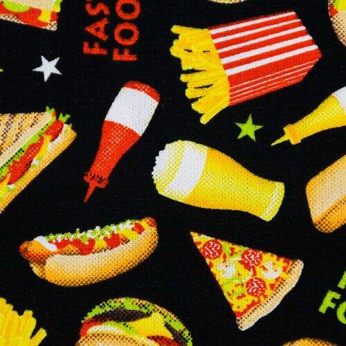 Tecido de Algodão Estampado (Meio Metro) - Cor 2373 Fast Food