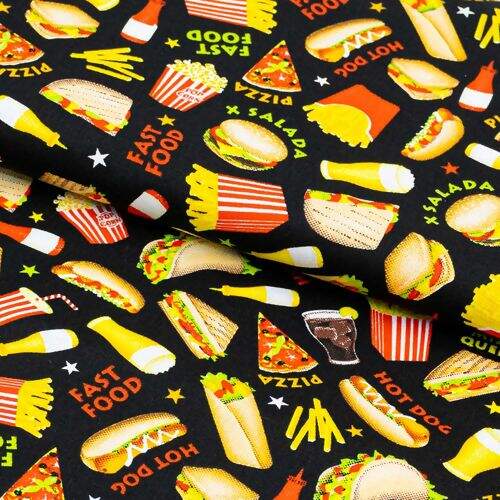 Tecido de Algodão Estampado (Meio Metro) - Cor 2373 Fast Food