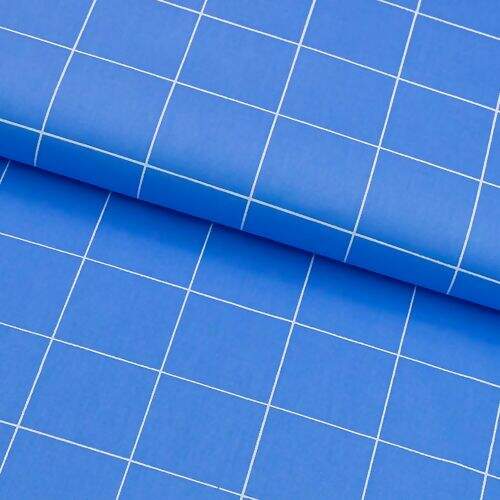 Tecido Tricoline Coleção Grid 0,50x1,50m Cor:0711C04 Azul Claro