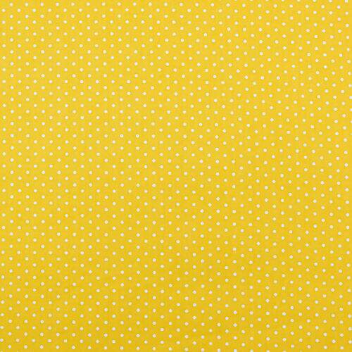 Tecido de Algodão Estampado (Meio Metro) - Poá Amarelo/Branco