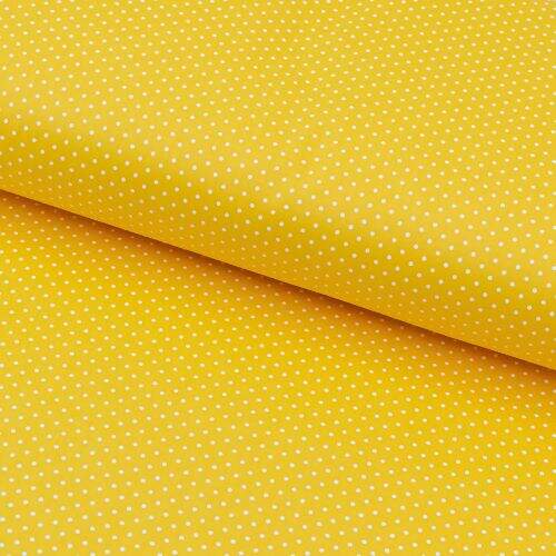 Tecido de Algodão Estampado (Meio Metro) - Poá Amarelo/Branco