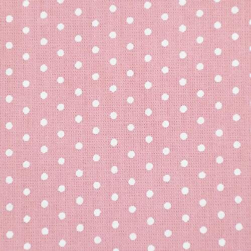 Tecido de Algodão Estampado (Meio Metro) - Poá Rosa/Branco