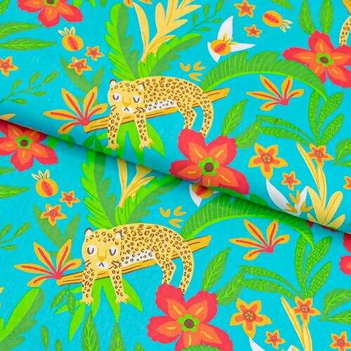 Tecido de Algodão Estampado (Meio Metro) - Flora e Fauna