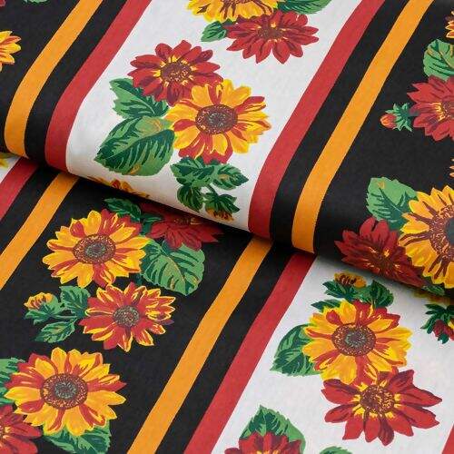 Tecido de Algodão Estampado (Meio Metro) - Girassol Faixas