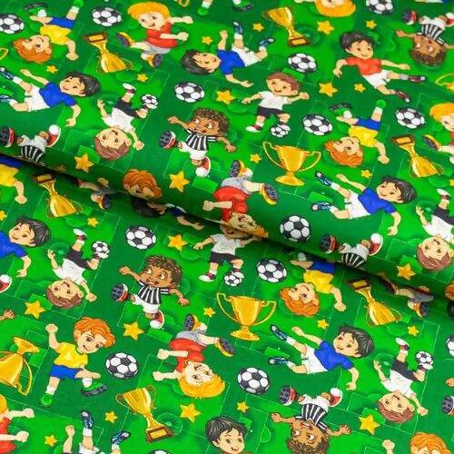 Tecido de Algodão Estampa Digital (Meio Metro) - Jogadores da Copa do Mundo