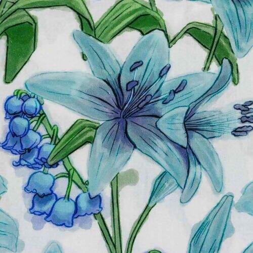 Tecido de Algodão Estampado (Meio Metro) - Lírios Azuis