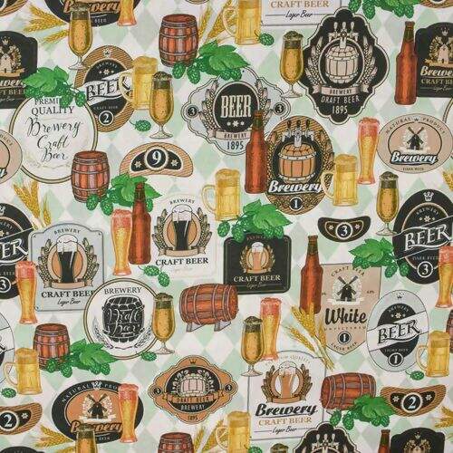 Tecido Tricoline Estampado (Meio Metro) - Rótulos de Cerveja