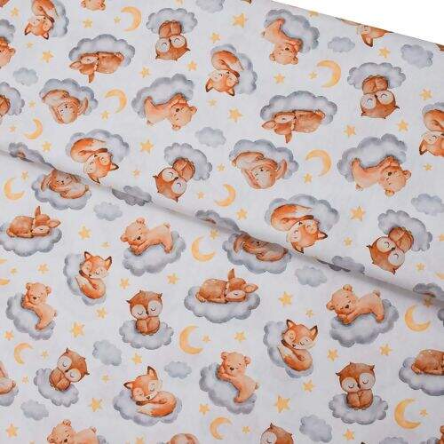 Tecido de Algodão Estampado (Meio Metro) - Bichinhos Dorminhocos