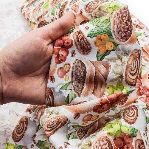 Tecido de Algodão Estampado (Meio Metro) - Café em Grãos