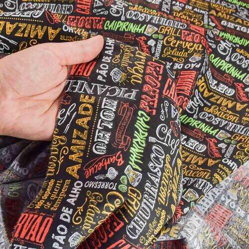 Tecido de Algodão Estampado (Meio Metro) - Churrasco Colorido