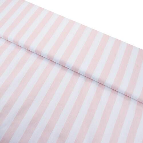 Tecido de Algodão Estampado (Meio Metro) - Listras Rosa e Branco
