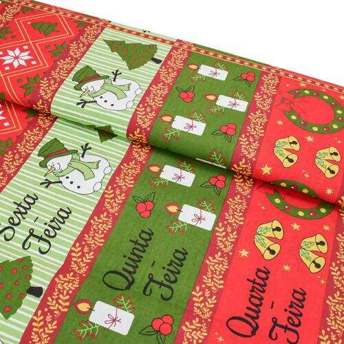 Tecido de Algodão Estampado (62 cm) - 2667 Natal Semaninha Faixas