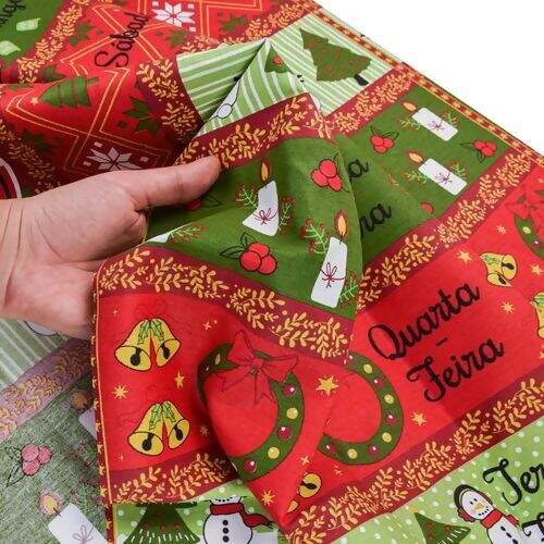 Tecido de Algodão Estampado (62 cm) - 2667 Natal Semaninha Faixas