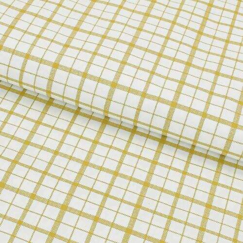 Tecido de Algodão Estampado (Meio Metro) - 2657 Natal Xadrez Branco e Dourado