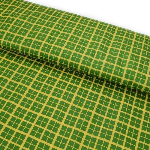 Tecido de Algodão Estampado (Meio Metro) - 2656 Natal Xadrez Verde e Dourado