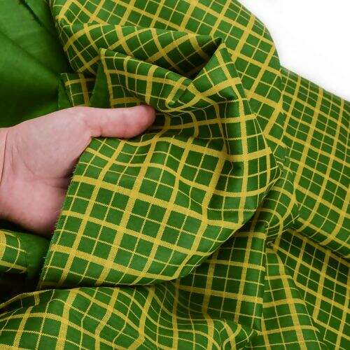 Tecido de Algodão Estampado (Meio Metro) - 2656 Natal Xadrez Verde e Dourado