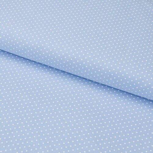 Tecido de Algodão Estampado (Meio Metro) - Poá Azul Bebê e Branco