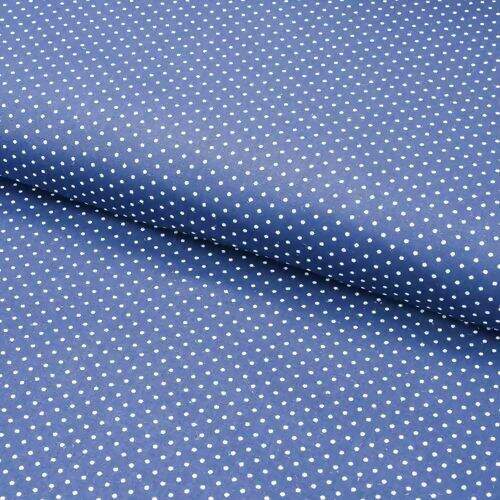 Tecido de Algodão Estampado (Meio Metro) - Poá Marinho e Branco