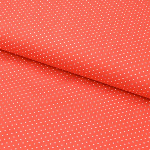 Tecido de Algodão Estampado (Meio Metro) - Poá Laranja e Branco