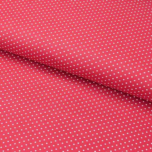 Tecido de Algodão Estampado (Meio Metro) - Poá Vermelho e Branco