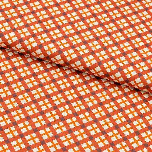 Tecido de Algodão Estampado (Meio Metro) - Xadrez Harvest Laranja
