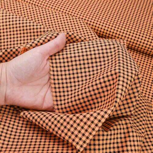 Tecido de Algodão Estampado (Meio Metro) - Xadrez P Laranja e Preto