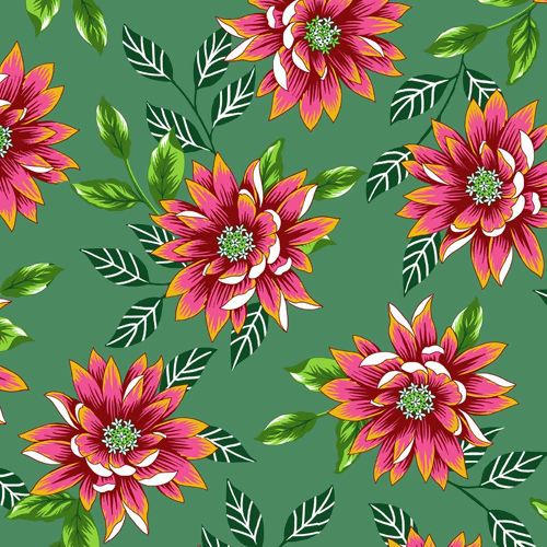 Tecido Chita de Algodão (Meio Metro) - Verde/Rosa