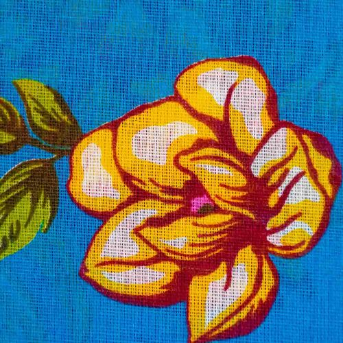 Tecido Chita de Algodão (Meio Metro) - Azul/Vermelho/Amarelo