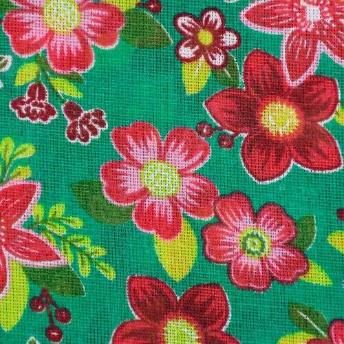 Tecido Chita de Algodão (Meio Metro) Ref. 2846V1 - Verde/Vermelho