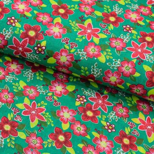 Tecido Chita de Algodão (Meio Metro) Ref. 2846V1 - Verde/Vermelho