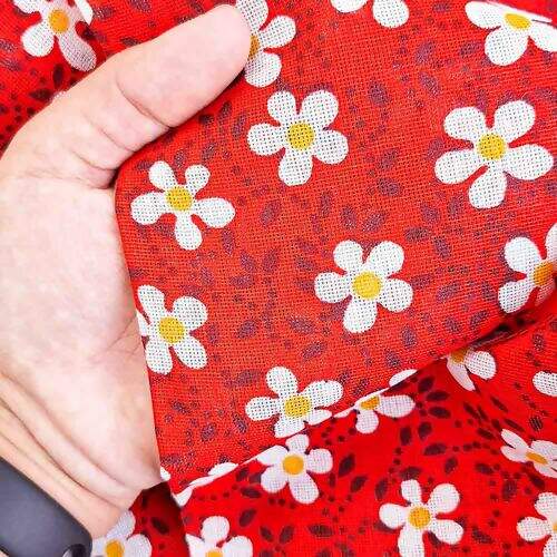 Tecido Chita de Algodão (Meio Metro) Ref. 3122V2 - Vermelho/Branco