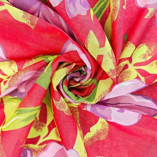 Tecido Chita de Algodão (Meio Metro) Ref. 3130V1 - Vermelho/Rosa/Verde