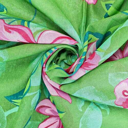 Tecido Chita de Algodão (Meio Metro) Ref. 3130V2 - Verde/Pink/Verde